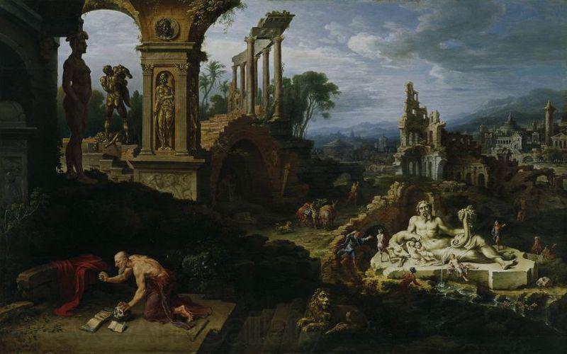 Maarten van Heemskerck Landschaft mit dem Hl. Hieronymus